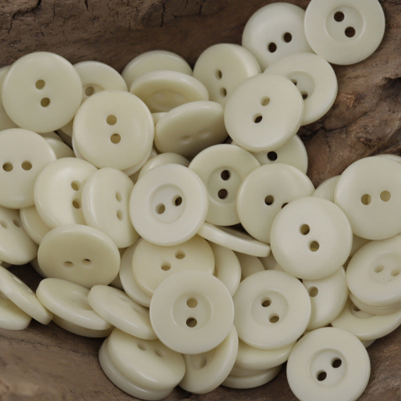 15mm Bottoni Naturali in Noce Tagut Beige Semplice a Due Fori con Bordo Larghezza 10pcs