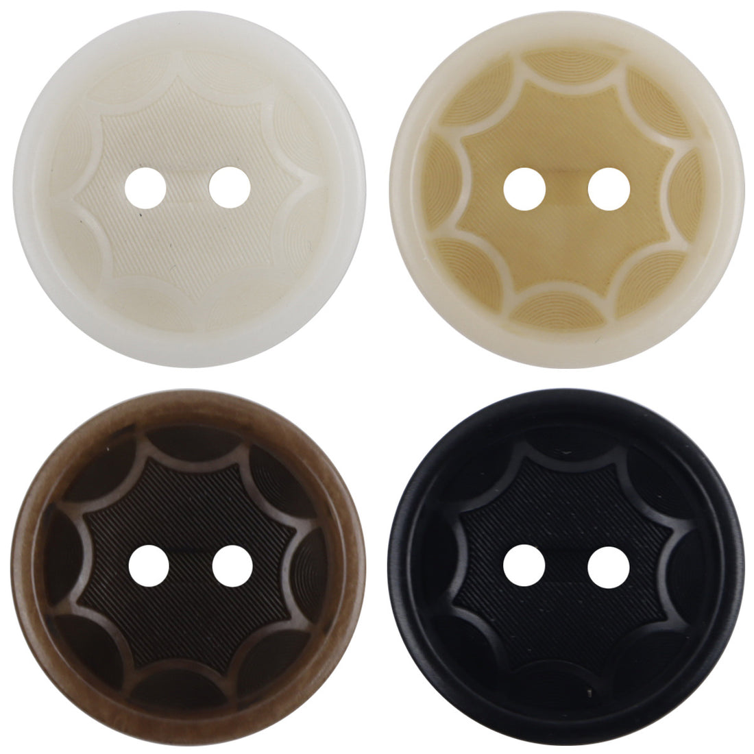 Round Two Hole Octagram Natural Tagut Nut Buttons 10pcs - Lots of Buttons