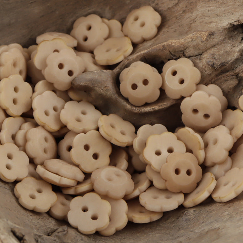 11.5mm Matte Floral Natural Tagut Nut Buttons for Kids 20pcs - Lots of Buttons