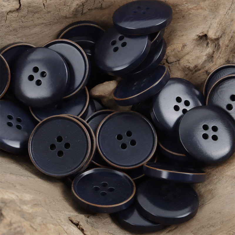 Burnt Vintage Dark Blue Natural Fruit Tagut Nut Buttons 10pcs - Lots of Buttons