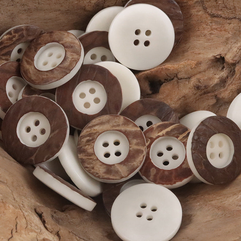 Vintage Distressed 4 Hole Fruit Buttons with Peel 10pcs - Lots of Buttons