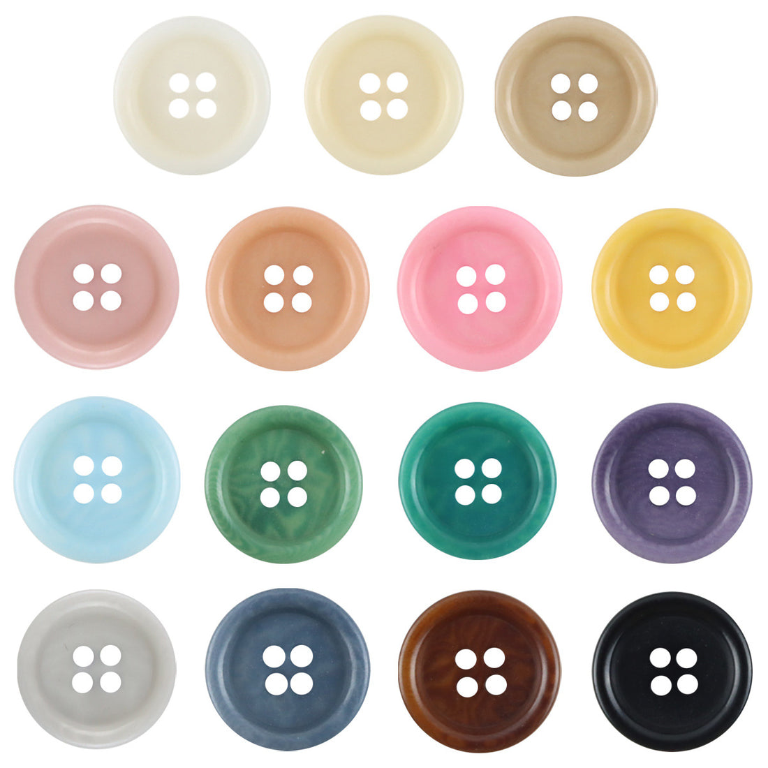 Dopamine-Colored Simple Natural Corozo Buttons 10pcs - Lots of Buttons