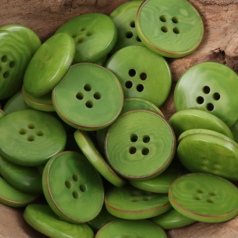 Flat Grass Green Tagut Nut Buttons for Nature-Inspired Clothing 20 Pack - Lots of Buttons