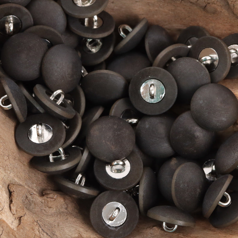 15mm Matte Coffee Natural Fruit Buttons with Metal Stems for Suit Cuffs 10pcs - Lots of Buttons