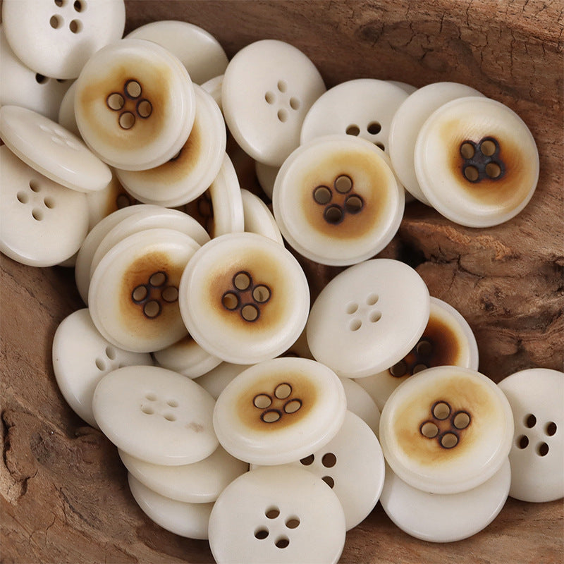 Burnt Ochre Yellow Natural Tagut Nut Buttons for Designer Tailor 10pcs - Lots of Buttons