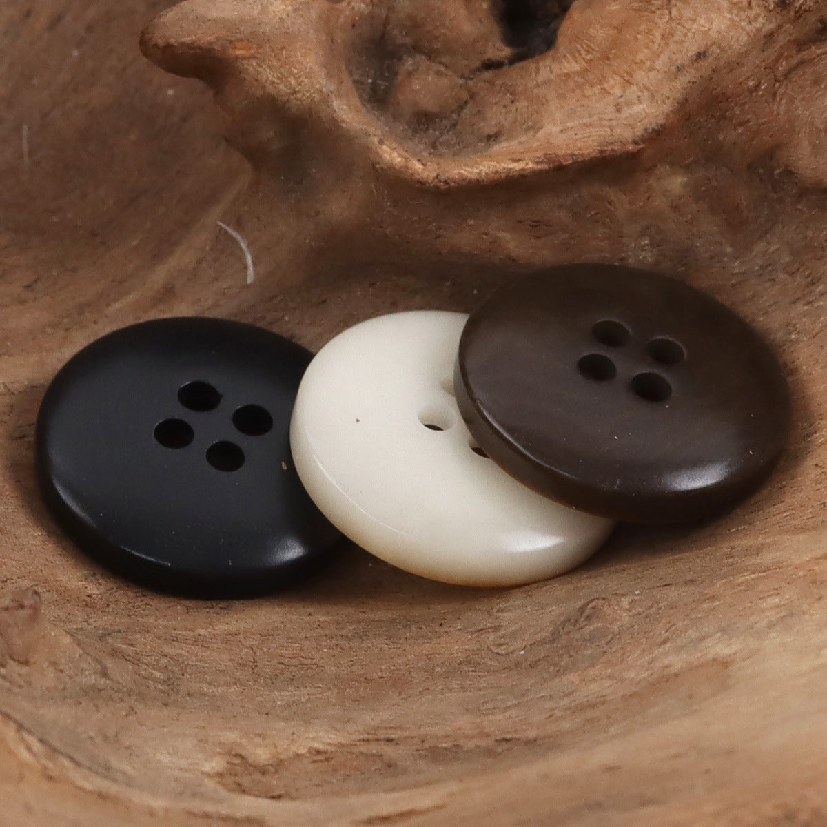Bowl-Shaped Black Tagut Nut Buttons for Retro Fashion Coats 10pcs - Lots of Buttons
