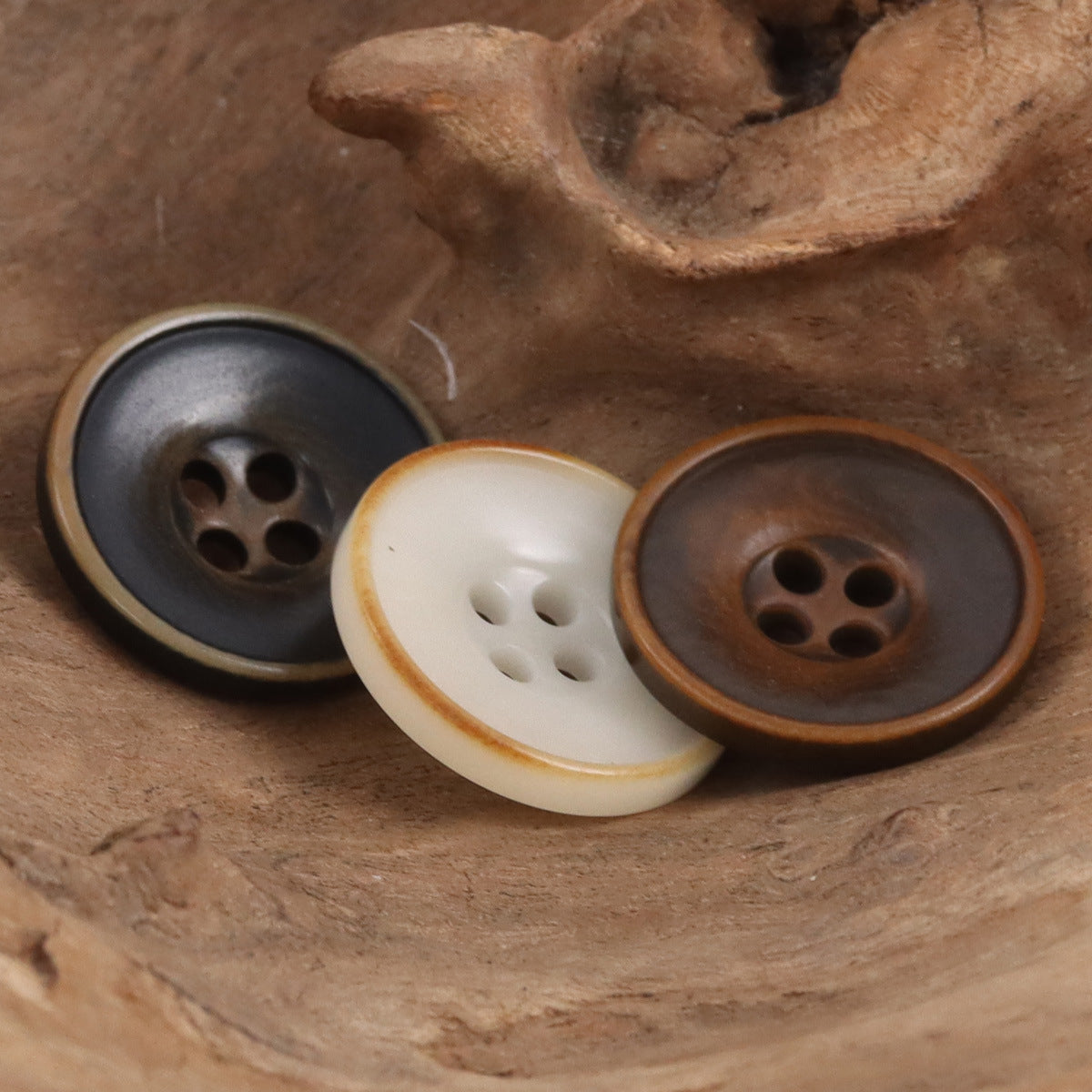 Bowl-Shaped Black Tagut Nut Buttons for Retro Fashion Coats 10pcs - Lots of Buttons