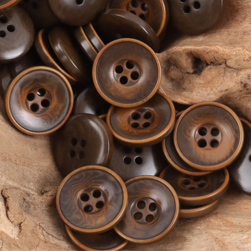 Bowl-Shaped Black Tagut Nut Buttons for Retro Fashion Coats 10pcs - Lots of Buttons