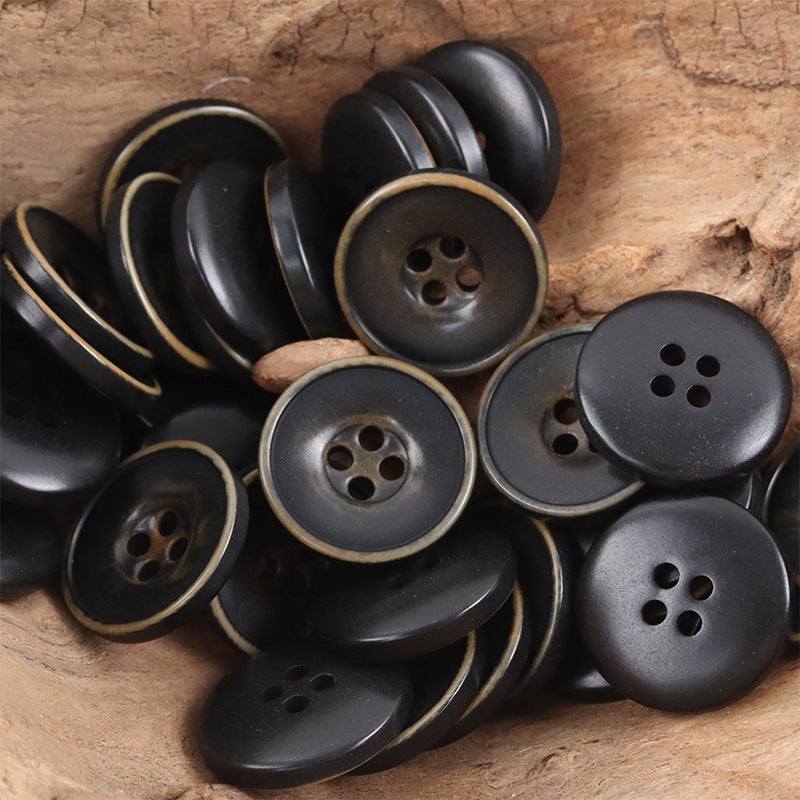 Bowl-Shaped Black Tagut Nut Buttons for Retro Fashion Coats 10pcs - Lots of Buttons