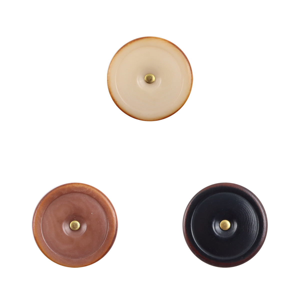 Burnt-Edge Natural Tagut Nut Buttons with Golden Shanks for Knitwear 10pcs - Lots of Buttons