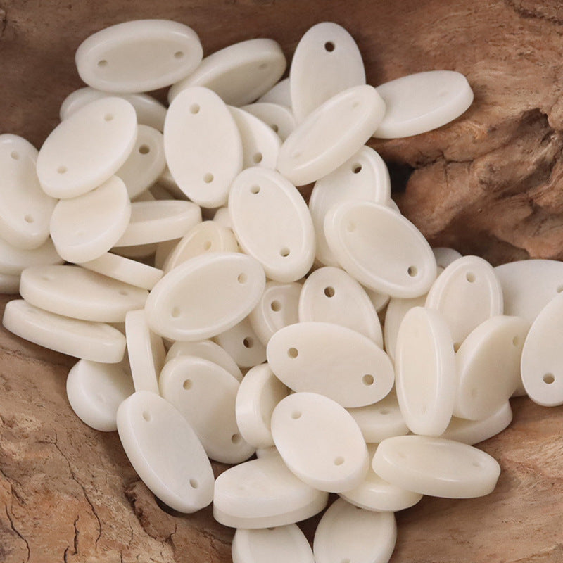 Long Oval Two-Hole Beige Natural Tagut Nut Buttons for Knitwear 10pcs - Lots of Buttons