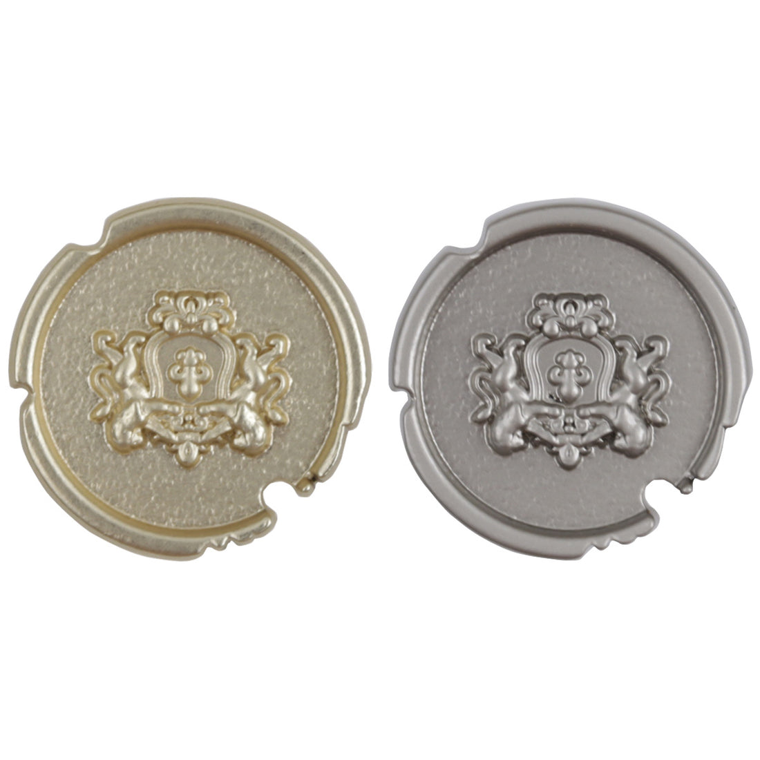 Broken Notch Silver Gold Double Lion Shield Metal Button 10Pcs - Lots of Buttons