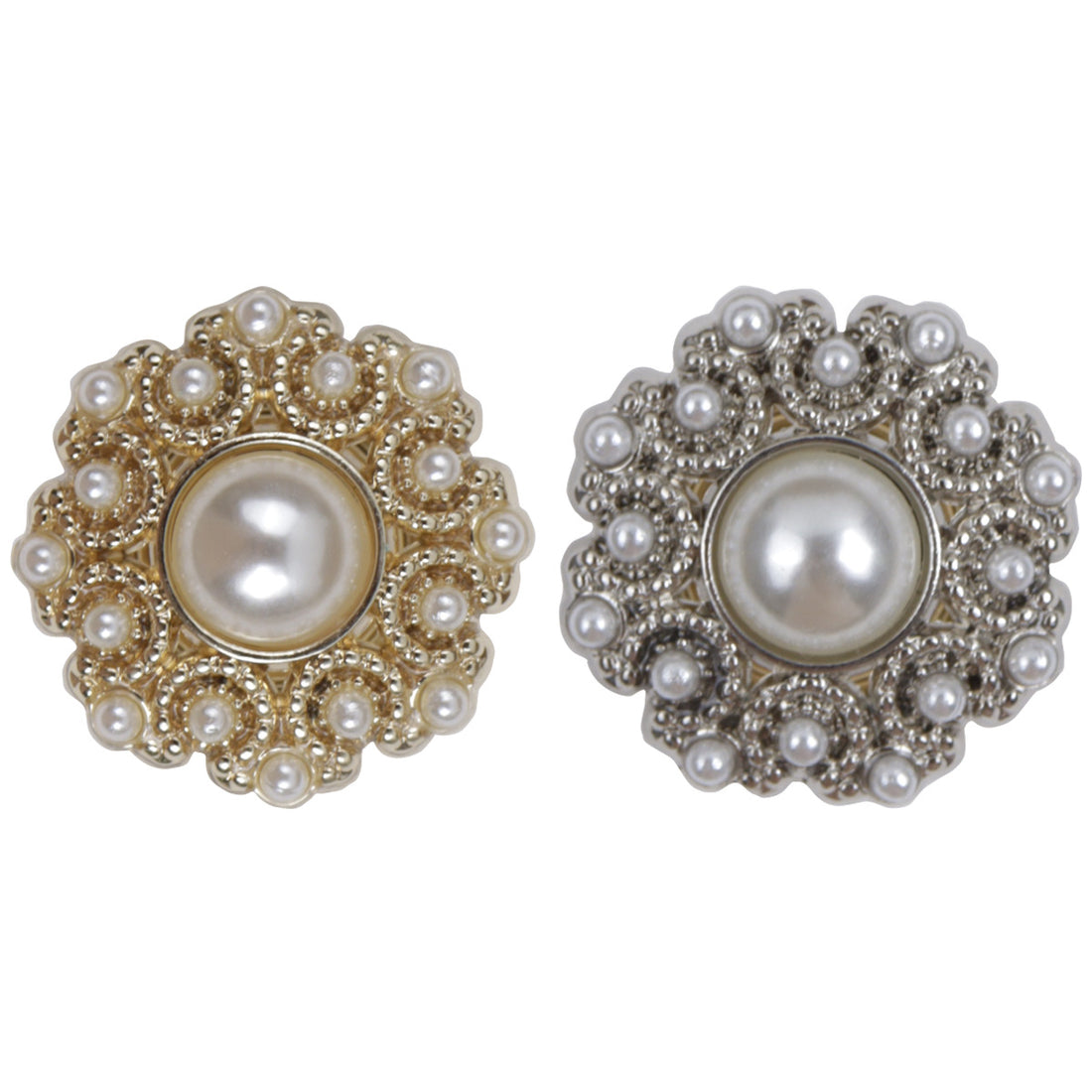 Gold Silver Pearl Metal Buttons for Luxury Skirts and Dresses 10pcs - Lots of Buttons