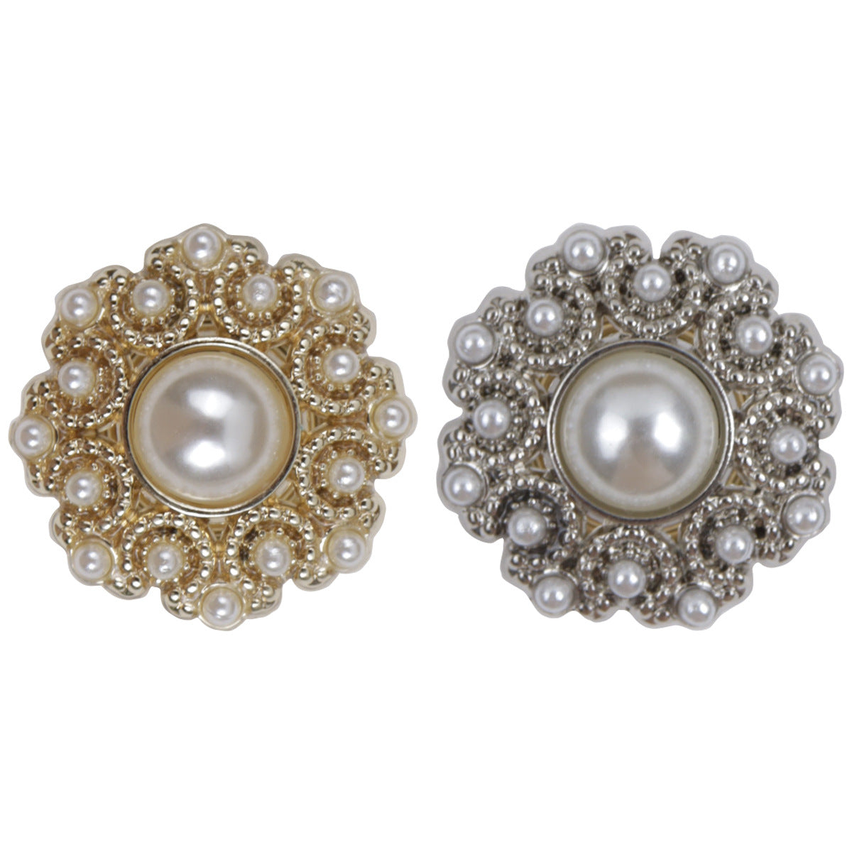 Gold Silver Pearl Metal Buttons for Luxury Skirts and Dresses 10pcs - Lots of Buttons