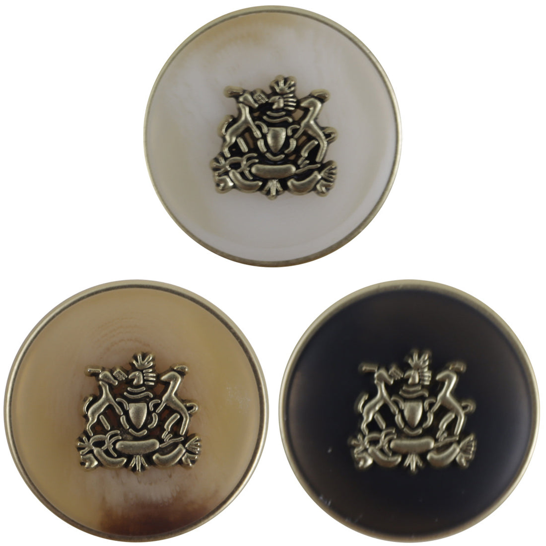 White Khaki Black College Style Double Lion Crown Metal Button 10pcs - Lots of Buttons