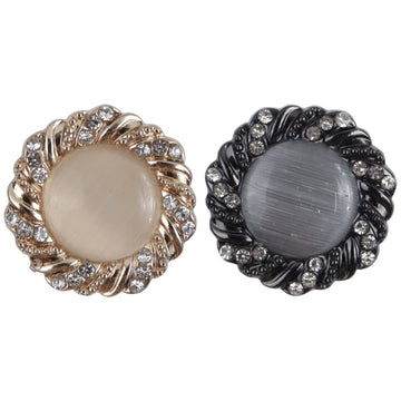 Lace Inlaid with Diamonds Rose Gold Shiny Black Metal Button 10pcs - Lots of Buttons