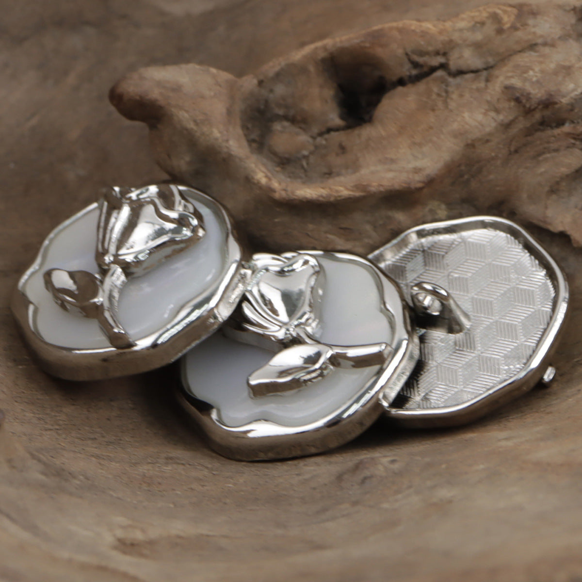 Silver Rose Decorative Metal Buttons for Tweed Blazer 10pcs - Lots of Buttons