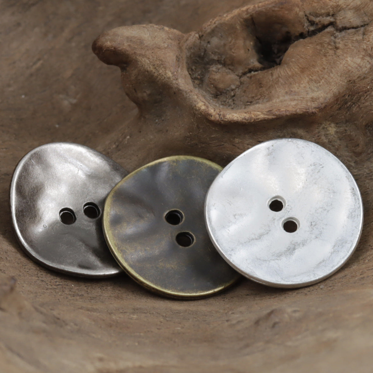 Retro Irregular Curved Matte Metal Buttons 10pcs - Lots of Buttons