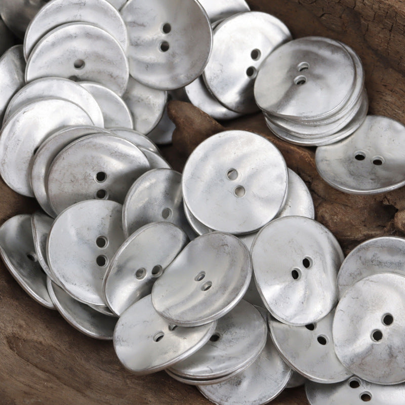 Retro Irregular Curved Matte Metal Buttons 10pcs - Lots of Buttons
