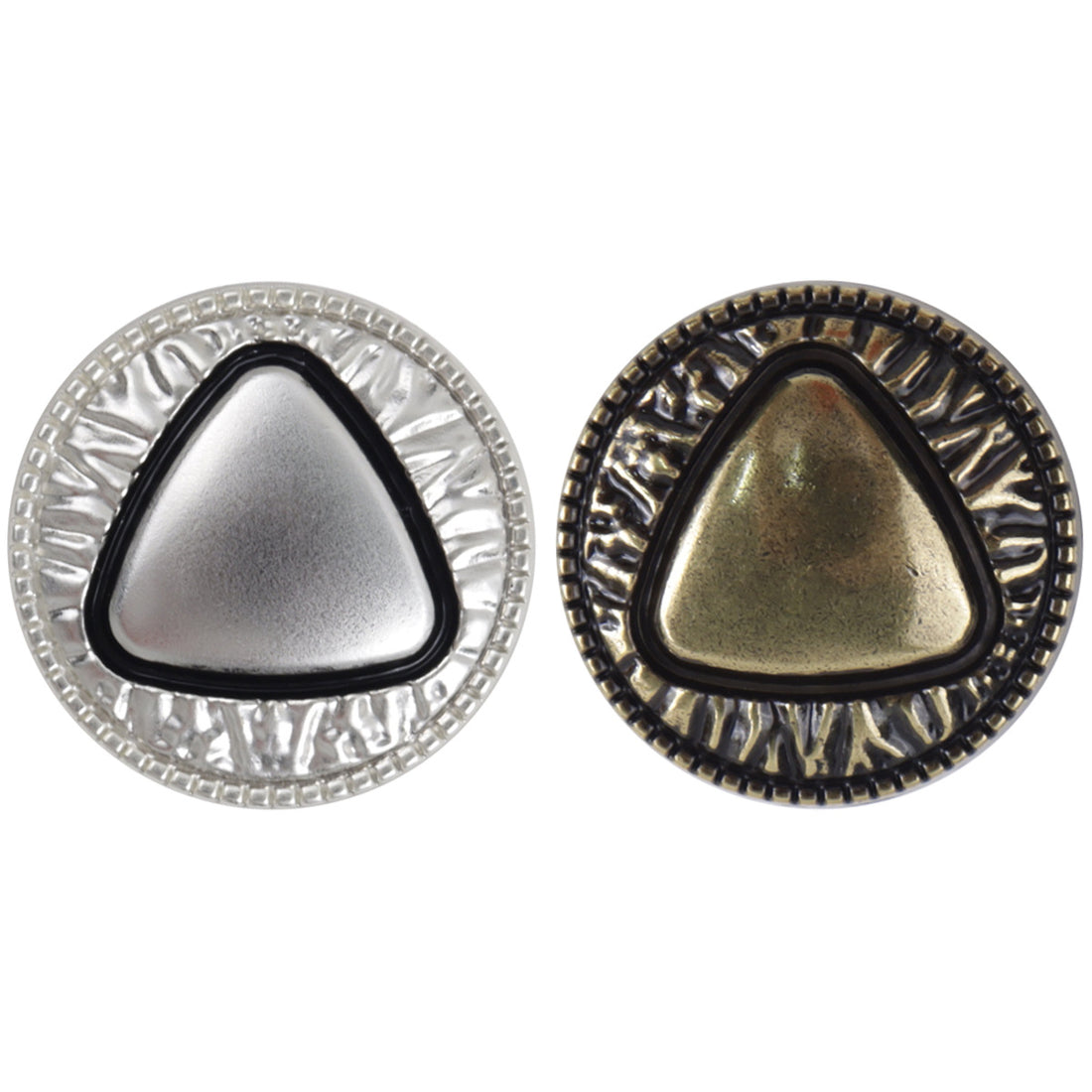 18mm 23mm Bronze Silver Triangle Pattern Metal Shank Buttons 10pcs - Lots of Buttons