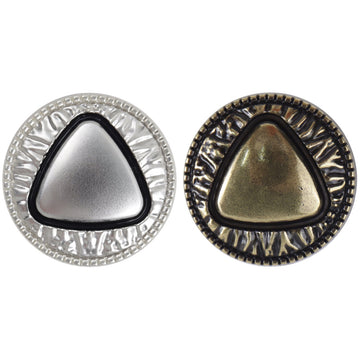18mm 23mm Bronze Silver Triangle Pattern Metal Shank Buttons 10pcs - Lots of Buttons