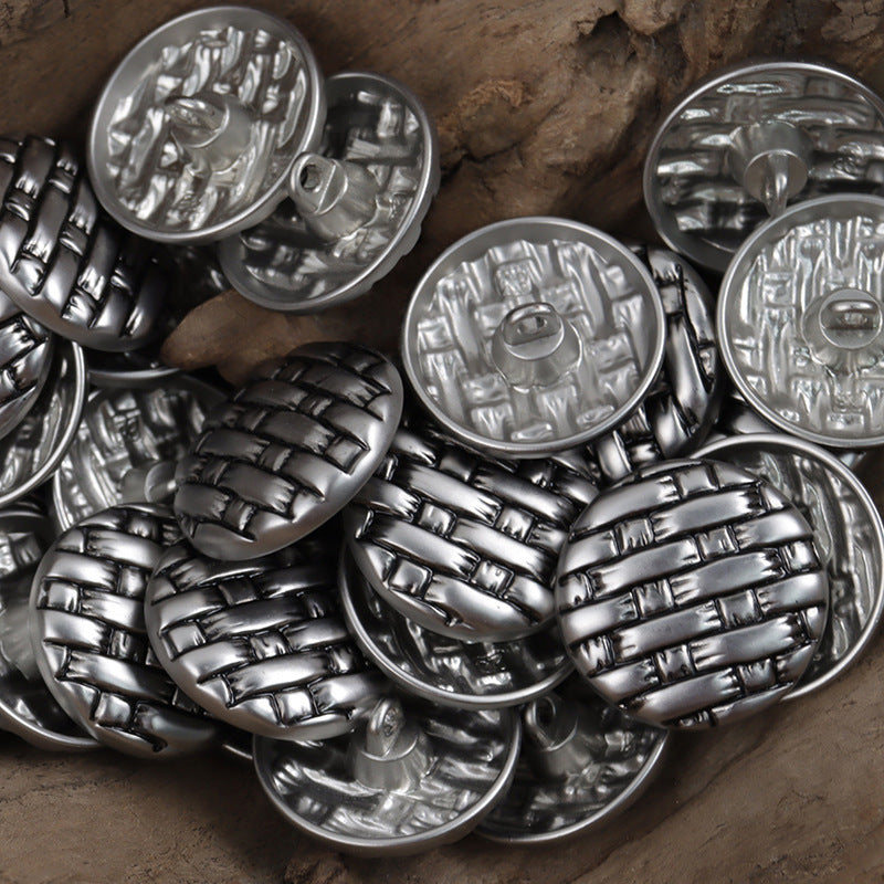 Gold Silver Metal Buttons with Black Lacquer Woven Pattern 10pcs - Lots of Buttons