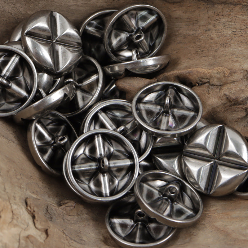 18mm 23mm Bronze Silver Antique X-Pattern Metal Shank Buttons 10pcs - Lots of Buttons