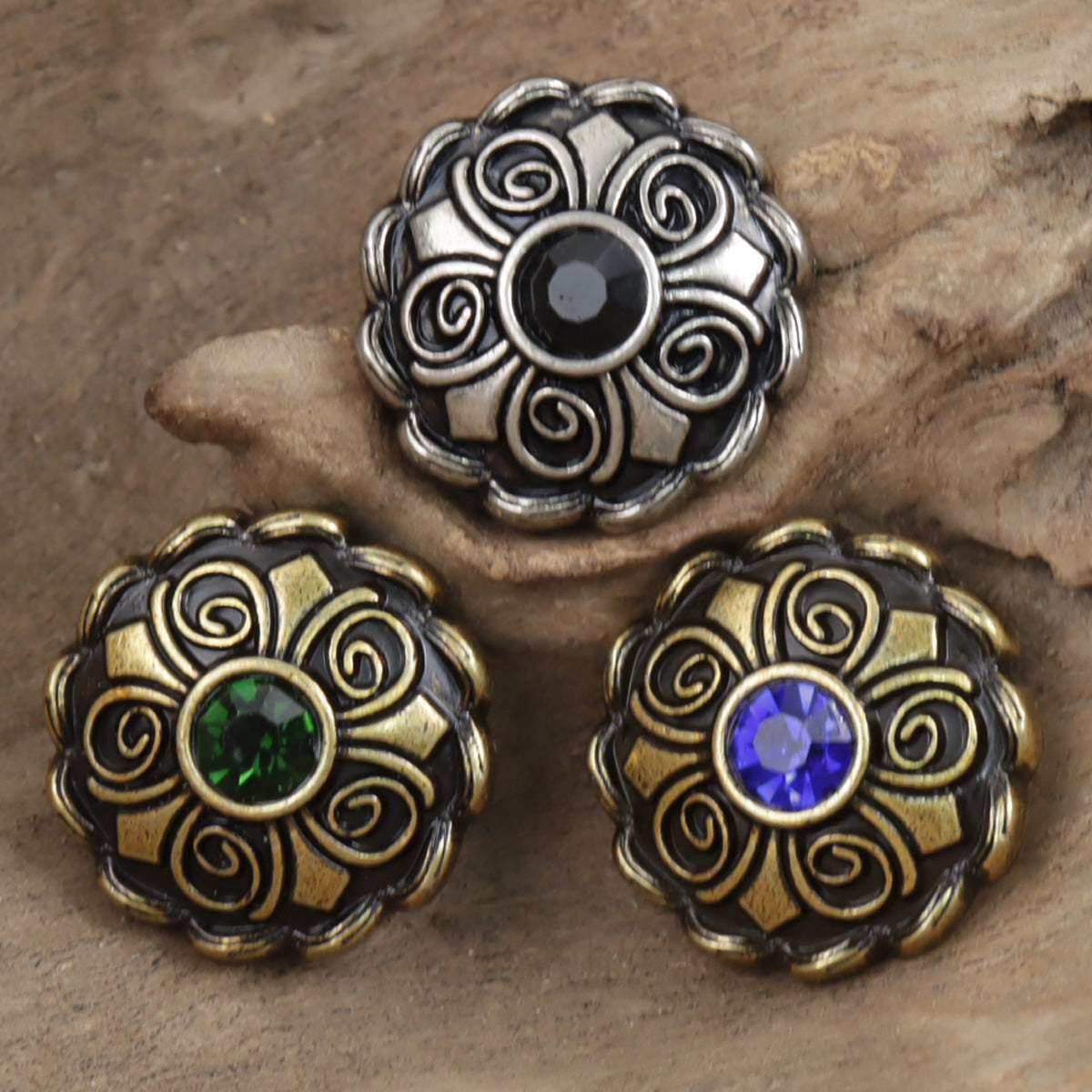 Antique Diamond-Studded Coat Metal Buttons 10pcs 
