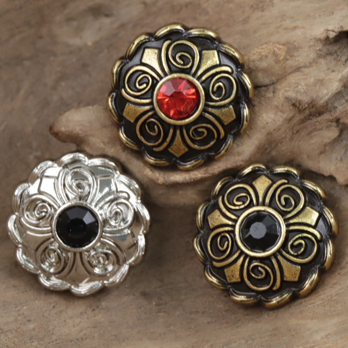 Antique Diamond-Studded Coat Metal Buttons 10pcs 