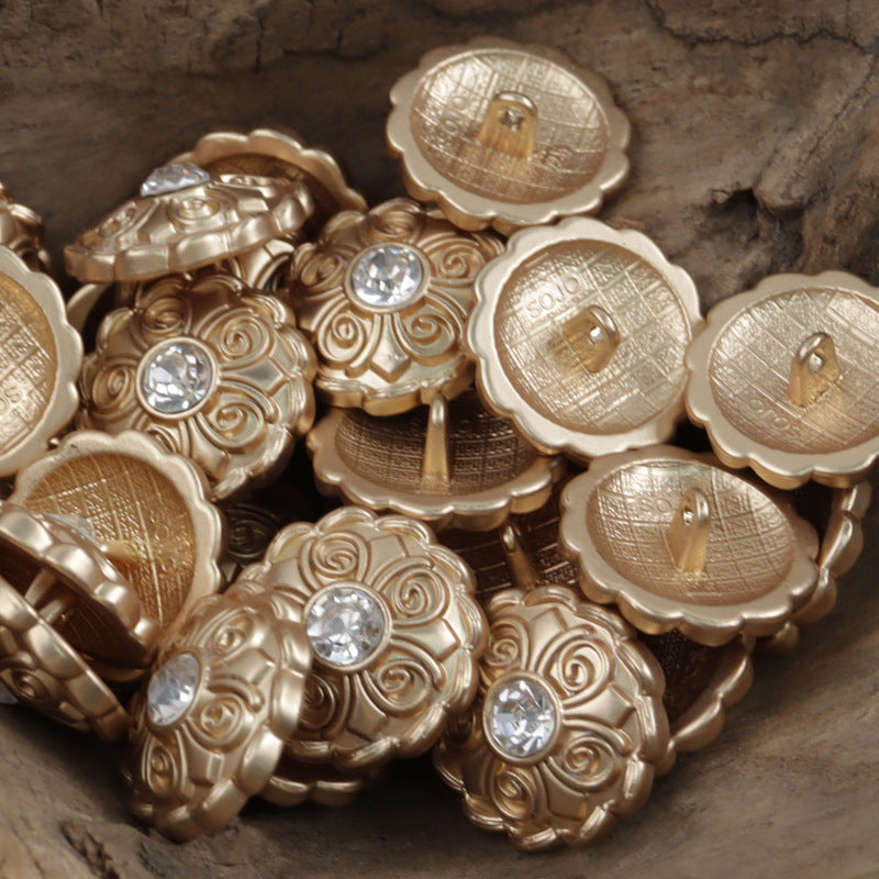 Antique Diamond-Studded Coat Metal Buttons 10pcs 