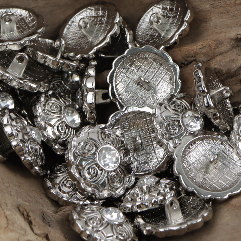 Antique Diamond-Studded Coat Metal Buttons 10pcs 