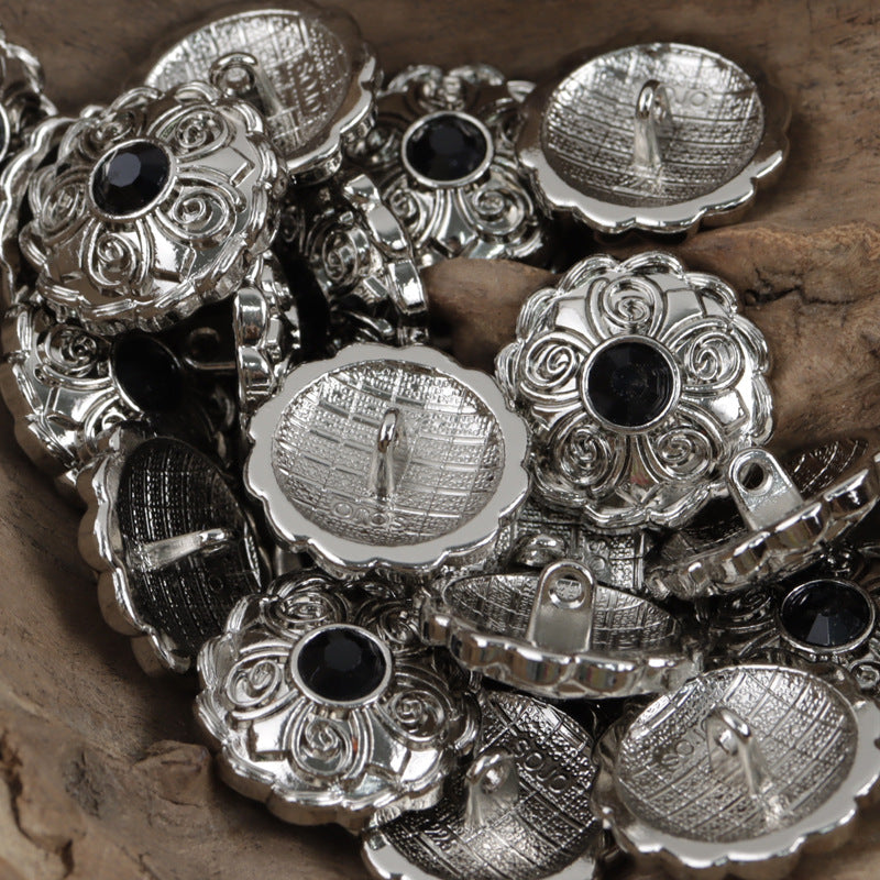 Antique Diamond-Studded Coat Metal Buttons 10pcs 