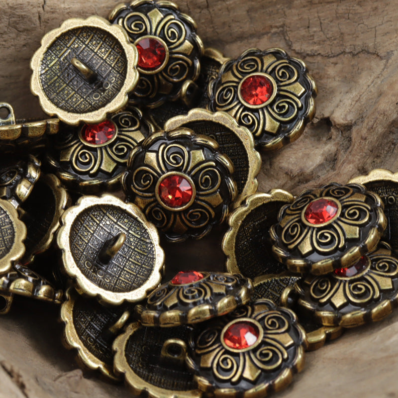 Antique Diamond-Studded Coat Metal Buttons 10pcs 
