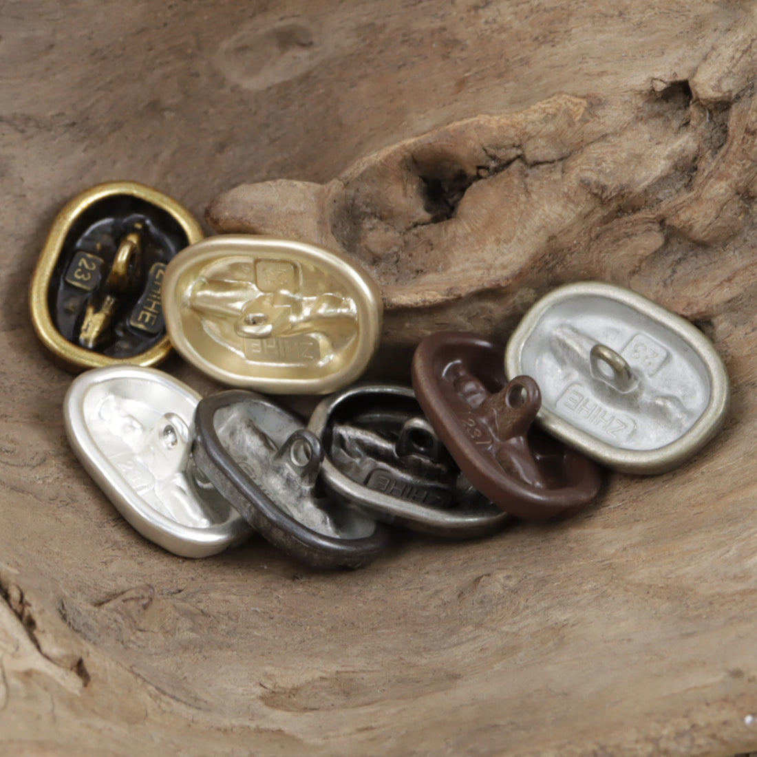 Distressed Decorative Coffee Bean Metal Buttons,10pcs - Lots of Buttons