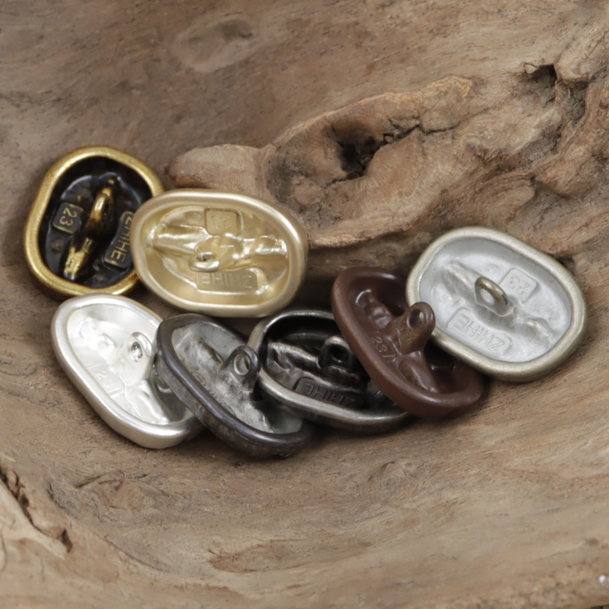 Distressed Decorative Coffee Bean Metal Buttons,10pcs - Lots of Buttons