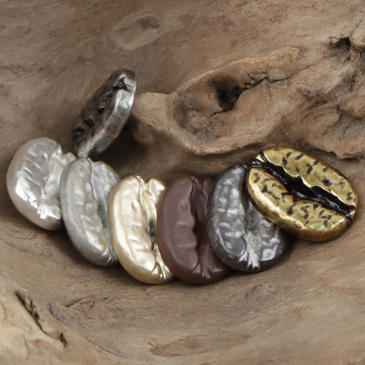 Distressed Decorative Coffee Bean Metal Buttons,10pcs - Lots of Buttons