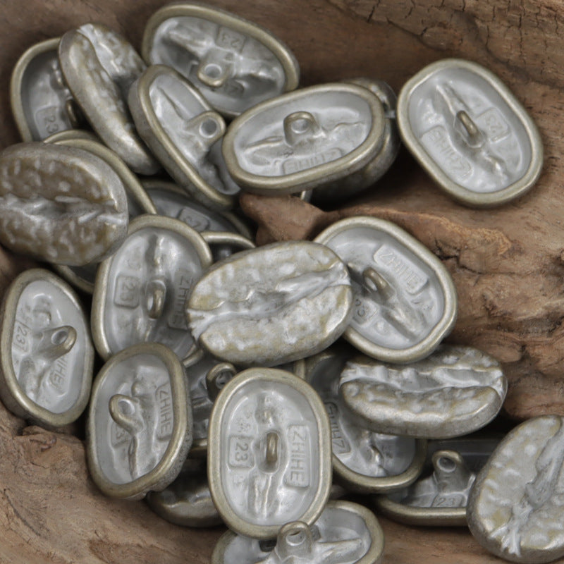 Distressed Decorative Coffee Bean Metal Buttons,10pcs - Lots of Buttons