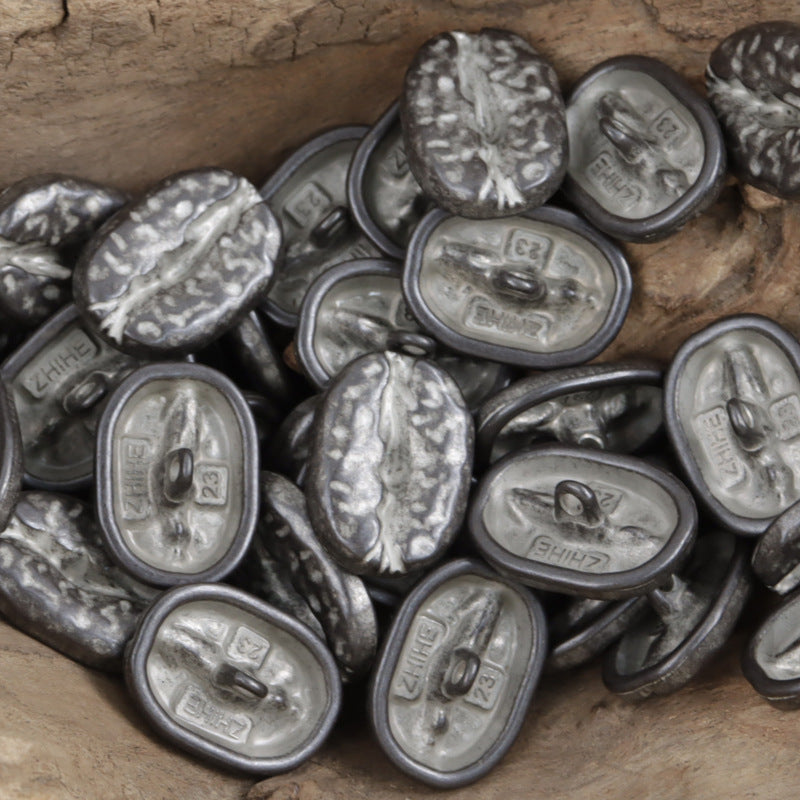 Distressed Decorative Coffee Bean Metal Buttons,10pcs - Lots of Buttons