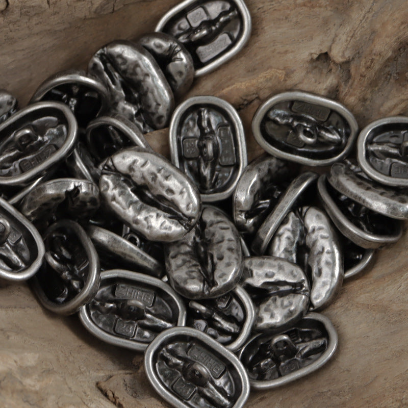 Distressed Decorative Coffee Bean Metal Buttons,10pcs - Lots of Buttons
