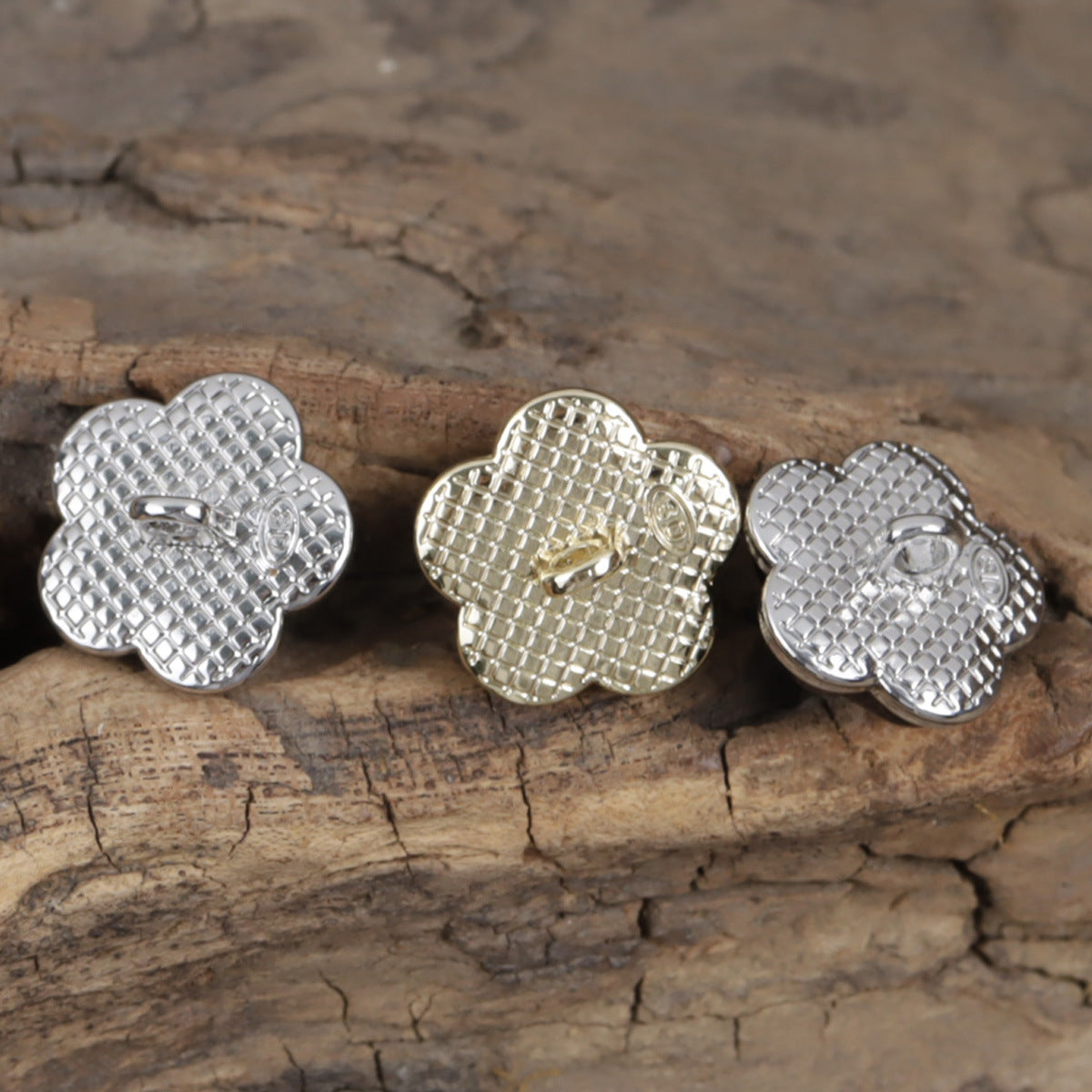 Flower White Gold Resin Metal Buttons for Children's Dresses Shirts 10pcs - Lots of Buttons
