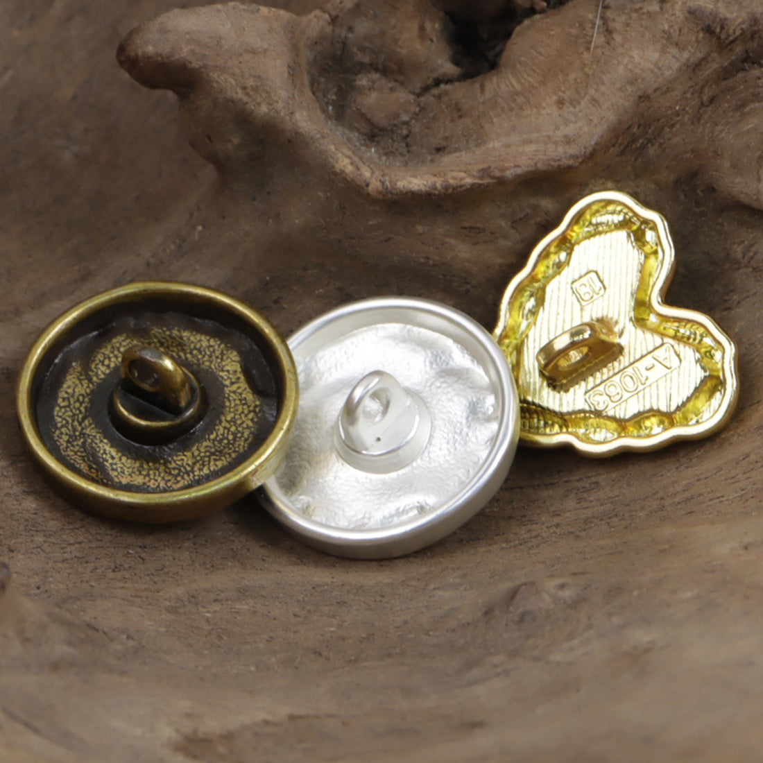 Love-Shaped Glued Metal Buttons with Shanks for Leather Coats 10pcs - Lots of Buttons
