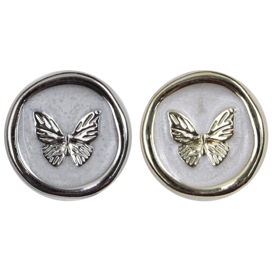 Gold and Silver Butterfly Pattern Metal Buttons with Handles 10pcs - Lots of Buttons