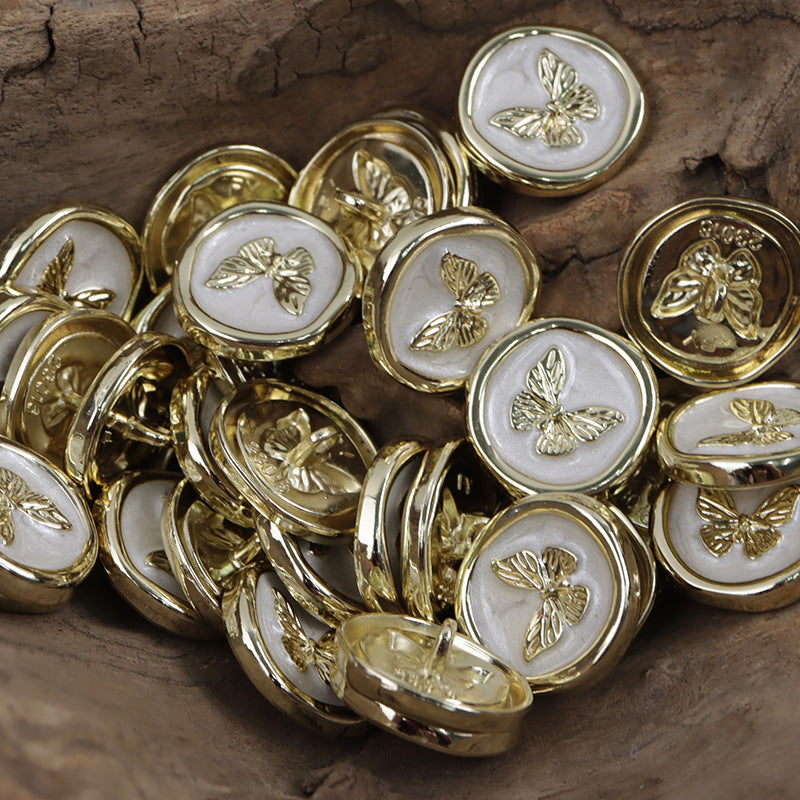 Gold and Silver Butterfly Pattern Metal Buttons with Handles 10pcs - Lots of Buttons