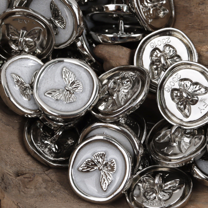 Gold and Silver Butterfly Pattern Metal Buttons with Handles 10pcs - Lots of Buttons
