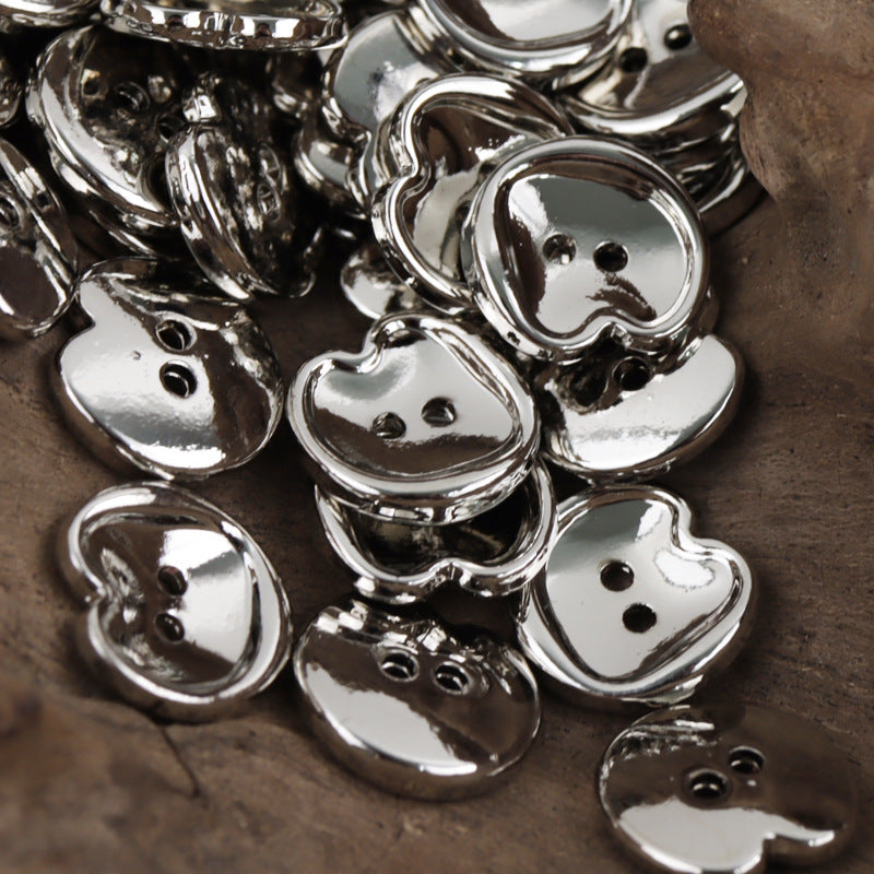 Peach-Shaped Two-Hole Gold and Silver Metal Buttons 20pcs