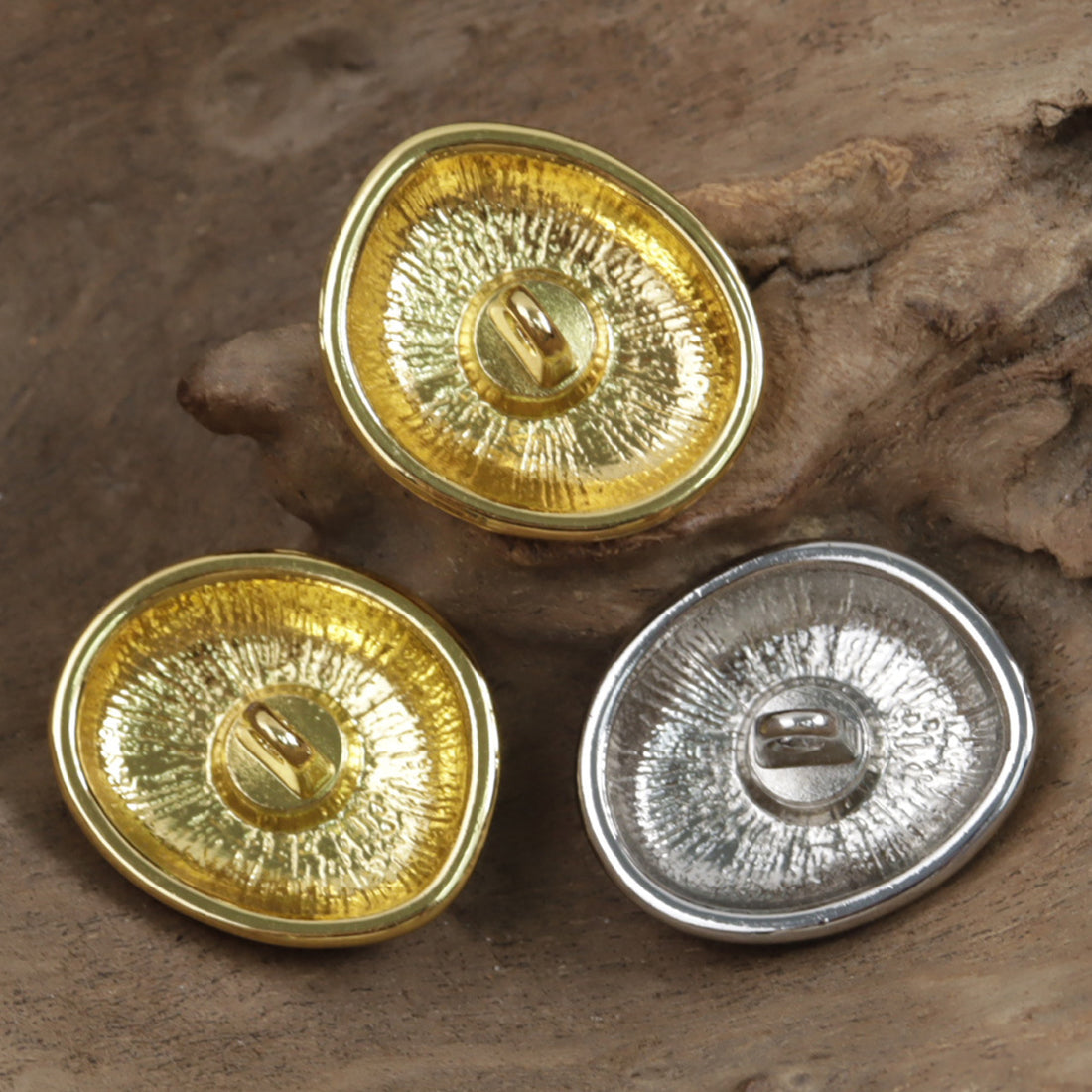 Irregular Oval Shiny Gold Metal Buttons 10pcs - Lots of Buttons