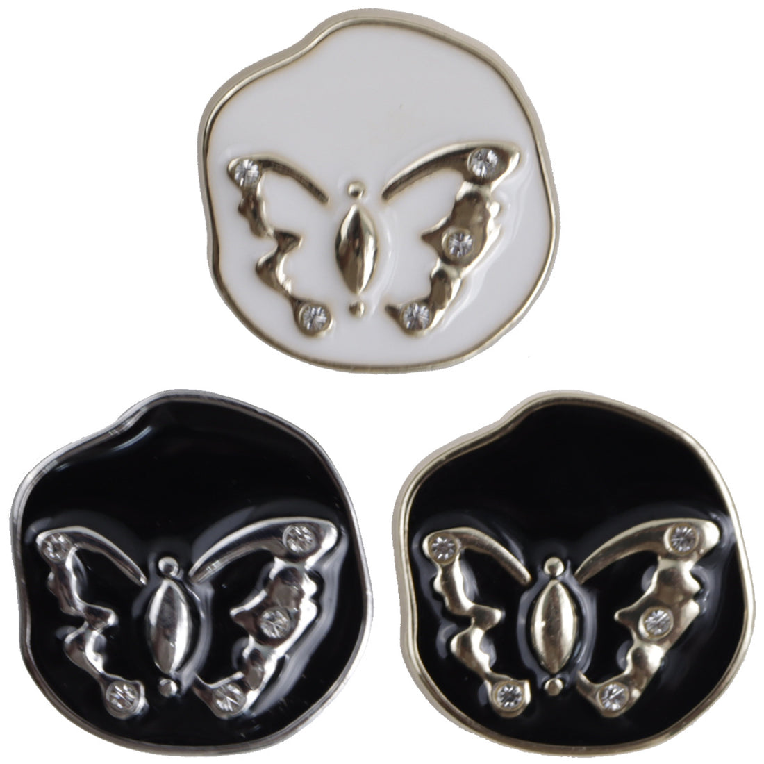 Irregular White Gold Butterfly Pattern Metal Shank Buttons 10pcs - Lots of Buttons