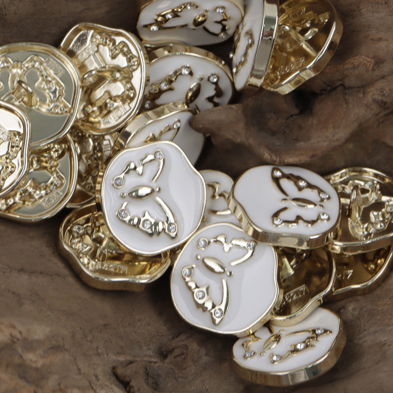 Irregular White Gold Butterfly Pattern Metal Shank Buttons 10pcs - Lots of Buttons
