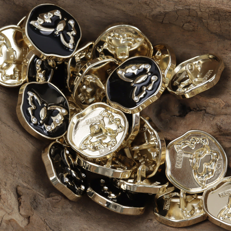 Irregular White Gold Butterfly Pattern Metal Shank Buttons 10pcs - Lots of Buttons