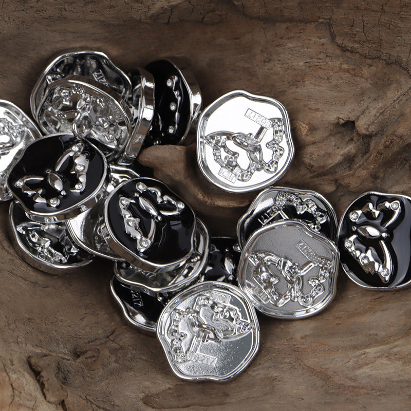 Irregular White Gold Butterfly Pattern Metal Shank Buttons 10pcs - Lots of Buttons